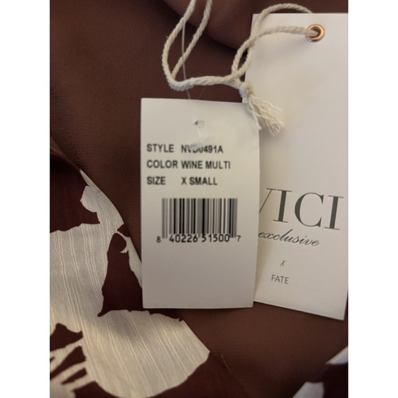 Vici Exclusive X Fate Mini Dress‎ Longsleeve Wine Cream Lined Silky NWT XS - Picture 7 of 7